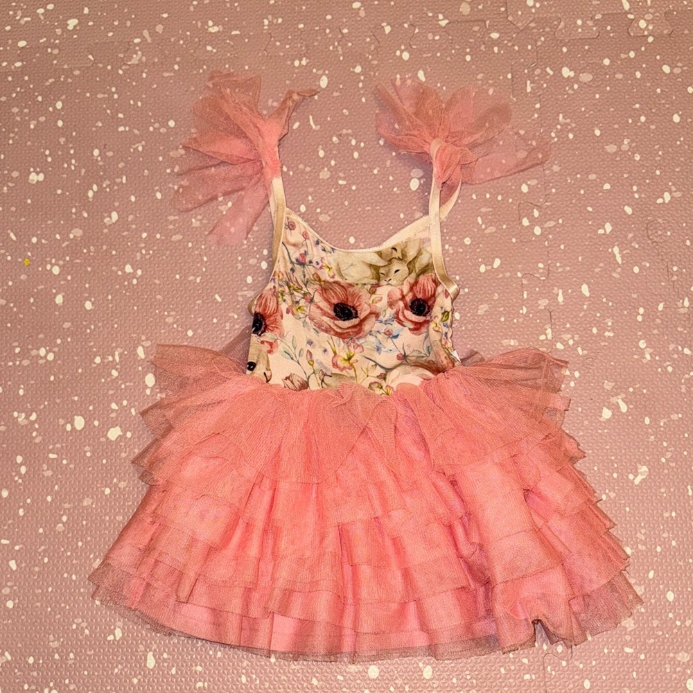 Posh Peanut Pink Floral Tulle Dress